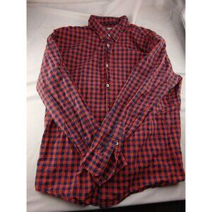 Mens Apropostale Red Blue Button Up Shirt Size XL Long Sleeve